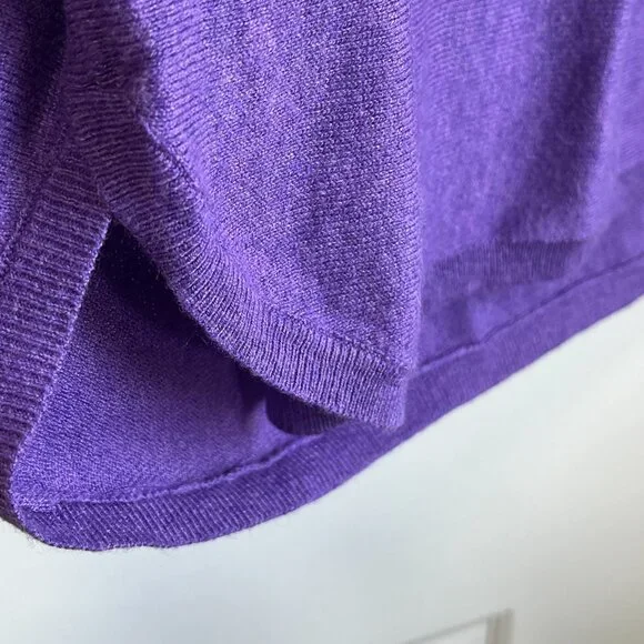 Polo Ralph Lauren Purple V Neck Pull Over Preppy Knit Sweater Women Size Medium - Picture 4 of 7